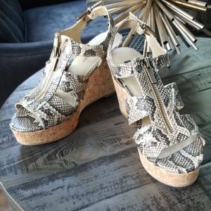 New Sexy Snakeskin Zipper Heels Wedges